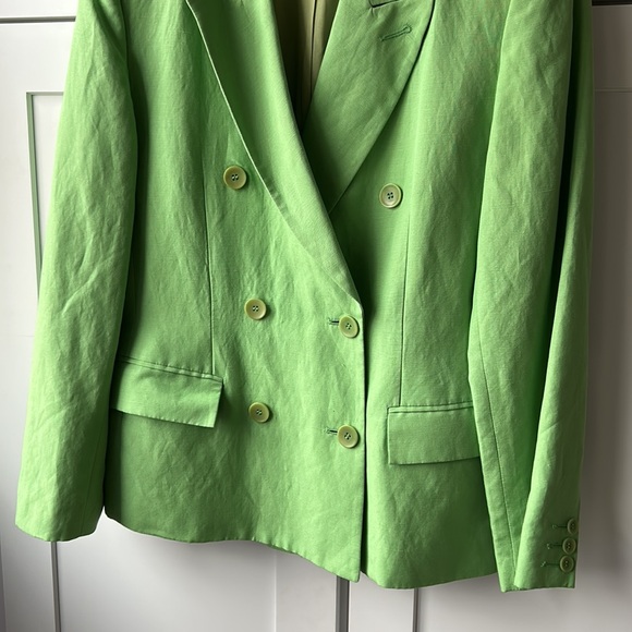 Lord & Taylor Linen Green Blazer - Picture 3 of 5